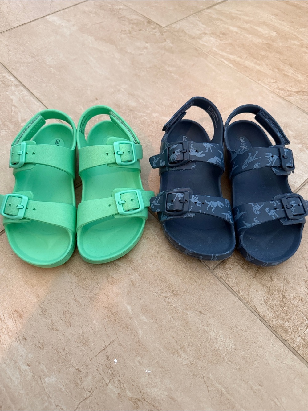 Cat & Jack Kids Dual-Strap Sandals in Bright Green and Navy